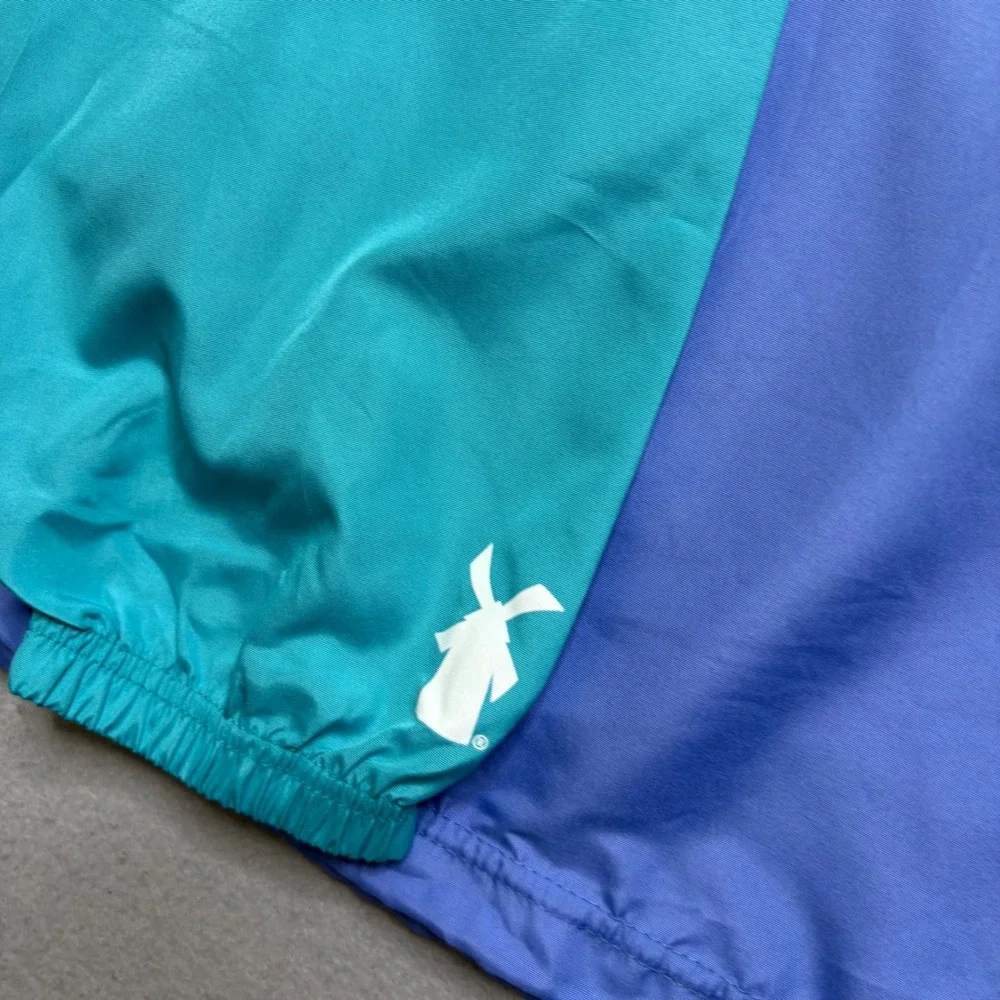Dutch Bros Windbreaker Mens Medium Teal Purple Colorblock Quarter Zip Anorak